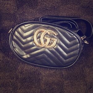 Black and red waist purse